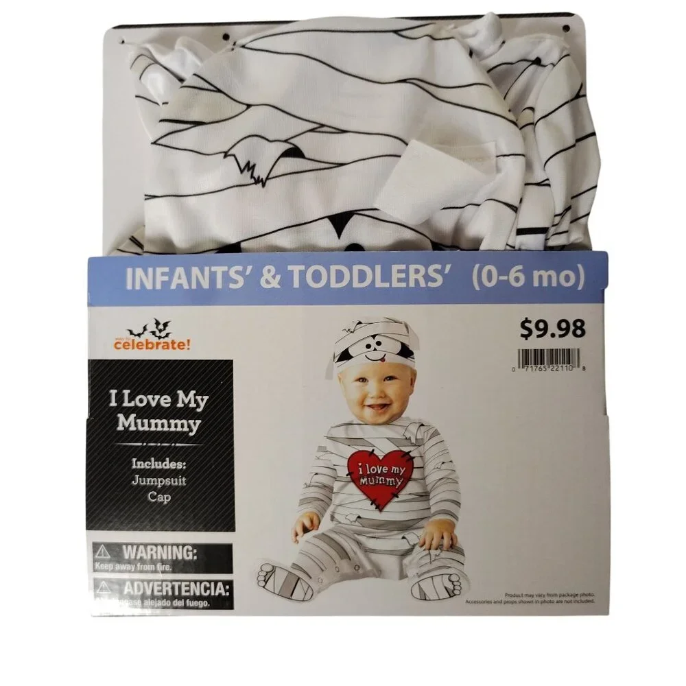 Infant 0-6 Months I Love My Mummy Jumpsuit and Cap Halloween Costume